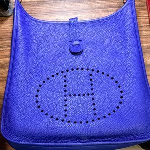 HERMES EVELYNE 3 GM Electric Blue Handbag - Perfect Condition